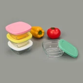 Glass 4 You 4'lü Kapaklı Cam Saklama Kabı - Renkli - 310 ml - 2