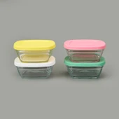 Glass 4 You 4'lü Kapaklı Cam Saklama Kabı - Renkli - 310 ml - 1
