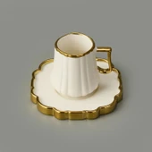 İsla 6'lı Kahve Fincanı - Beyaz / Sarı thumbnail 3