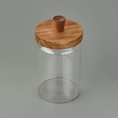 Akasya Kapaklı Cam Kavanoz - Kahverengi / Şeffaf - 700 ml thumbnail 3