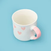 Houseware Kalp Desenli Porselen Kupa - Beyaz / Pembe - 320 ml - 3