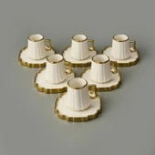 İsla 6'lı Kahve Fincanı - Beyaz / Sarı thumbnail 2