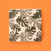 Kitchen Yapraklı Taş Bardak Altlığı - Renkli - 10x10 cm - 1