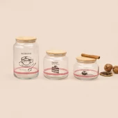 Toskana Jar 3'lü Kavanoz Seti - Açık Kahverengi / Şeffaf thumbnail 2