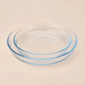 Twin 2'li Yuvarlak Cam Fırın Kabı - Şeffaf thumbnail 2