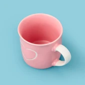 Houseware Kalp Desenli Porselen Kupa - Pembe / Beyaz - 320 ml - 3
