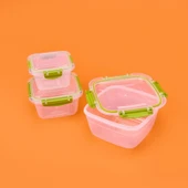 Plastik Kare Sızdırmaz Kilitli Saklama Kabı - Haki thumbnail 1