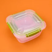 Plastik Kare Sızdırmaz Kilitli Saklama Kabı - Haki thumbnail 3