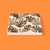 Kitchen Yapraklı Taş Bardak Altlığı - Renkli - 10x10 cm - 3