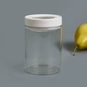 Vakumlu Cam Kavanoz - Şeffaf / Beyaz - 400 ml thumbnail 2