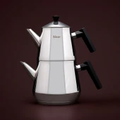 Heybeli Plus Maxi Çelik Çaydanlık - Siyah - 2,7 lt + 1,5 lt thumbnail 1