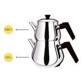 Çaykara Soft Mini Çelik Çaydanlık Takımı - Gri / Kırmızı - 1,2 lt + 800 ml thumbnail 3