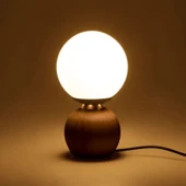 Lighting Opal Cam Top Abajur - Ceviz / Beyaz - 26x15x15 cm thumbnail 2