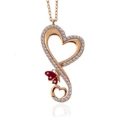 Gümüş Rose Kalpli Kelebek Kadın Kolye thumbnail 1