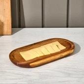 Akasya Oval Servis Sunum Tabağı - Kahverengi - 18,8x9,6x1,6 cm thumbnail 1