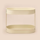 Bath 2 Katlı Oval Organizer - Krem - 32,5x19 cm thumbnail 3