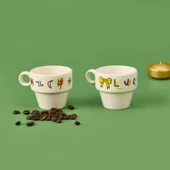 Tasarım Lucky 2'li Espresso Fincanı - Renkli - 90 ml thumbnail 1