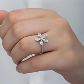 Gümüş Zirkon Taşlı Çiçek Kadın Yüzük thumbnail 5