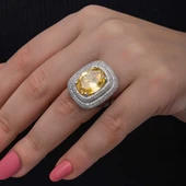 Gümüş Sitrin Taşlı Kadın Yüzük thumbnail 4