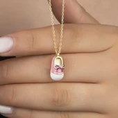 Gümüş Gold Kız Çocuk Pabuç Kadın Kolye thumbnail 2