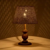 Lighting Fiona Ahşap Abajur - Ceviz Ayak / Kahverengi Başlık - 40 cm thumbnail 3