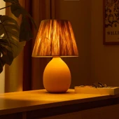 Design Rond Seramik Abajur - Hardal / Sarı - 37x24x24 cm thumbnail 2