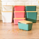 Houseware Bambu Kapaklı Saklama Kabı - Asorti - 13x8x7 cm - 2