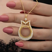 Gümüş Gold Kaplama Çeyrek Altın Takılabilen Kadın Kolye thumbnail 2