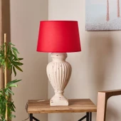 Lighting Apollon Eskitme Büyük Abajur - Kırmızı / Krem - 60 cm thumbnail 1