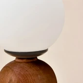 Lighting Opal Cam Top Abajur - Ceviz / Beyaz - 26x15x15 cm thumbnail 3