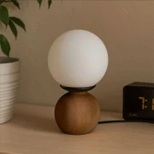 Lighting Opal Cam Top Abajur - Ceviz / Beyaz - 26x15x15 cm thumbnail 1