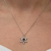 Gümüş 100 Dilde Seni Seviyorum Kar Tanesi Kadın Kolye thumbnail 4