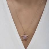 ​Gümüş Rose Çiçek Kadın Kolye thumbnail 4