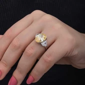 Gümüş Sitrin Zirkon Taşlı Kadın Yüzük thumbnail 5