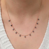 Gümüş Mistik Topaz Taşlı Rose Şans Kadın Kolye thumbnail 1