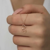 Gümüş Rose Kedi Kadın Kolye thumbnail 1
