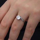 Gümüş Tek Taş Kadın Yüzük thumbnail 2