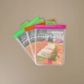 Yıkanabilir 3'lü Gıda Saklama Poşeti - Renkli - 19x25 cm thumbnail 1