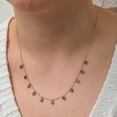 Gümüş Mistik Topaz Taşlı Rose Şans Kadın Kolye thumbnail 4