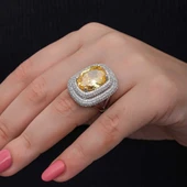 Gümüş Sitrin Taşlı Kadın Yüzük thumbnail 2