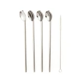 Houseware 5 Parça Çelik Kaşıklı Pipet Seti - Inox - 21 cm thumbnail 1