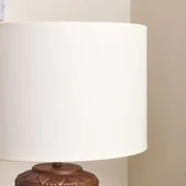 Lighting Çiçekli Kapaklı Abajur - Kahverengi / Krem - 50 cm thumbnail 3