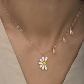 Gümüş Rose Papatya Seviyor Sevmiyor Bayan Kolye thumbnail 5