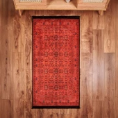 Soft Atlas Afgan Desenli Halı - Kırmızı - 80x150 cm - 1