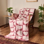 Soft Amour Pamuklu Tv Battaniyesi - Pembe / Kırmızı - 130x170 cm thumbnail 1