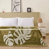 Soft Tropic Pamuklu Çift Kişilik Battaniye - Yeşil - 200x220 cm thumbnail 1