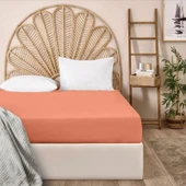 Soft Penye Çift Kişilik Lastikli Çarşaf - Somon - 160x200 cm thumbnail 1