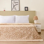 Soft Sprig Pamuklu Çift Kişilik Battaniye - Bej - 200x220 cm thumbnail 2