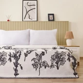 Soft Davi Pamuklu Çift Kişilik Battaniye - Ekru / Antrasit - 200x220 cm thumbnail 1