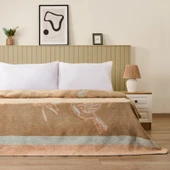 Soft Nava Pamuklu Çift Kişilik Battaniye - Ekru / Yeşil - 200x220 cm thumbnail 2